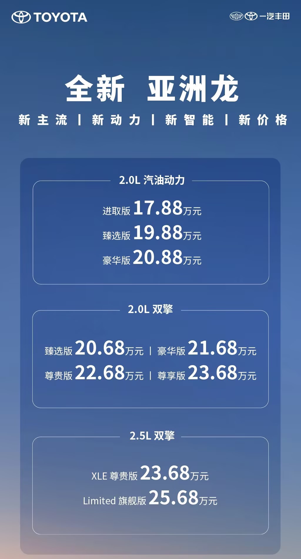 全新亚洲龙新购立享至高4.3万元权益